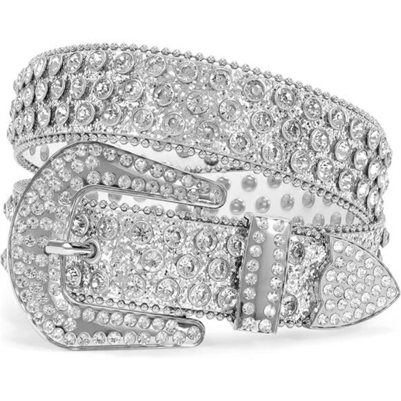 XZQTIVE Cowgirl Bling Studded Leather Belts for Jeans Pants with Rhinestone main image 5
